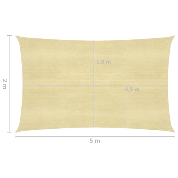 The Living Store Solsegel 160 g/m² beige 2x5 m HDPE - Parasoll & solskydd