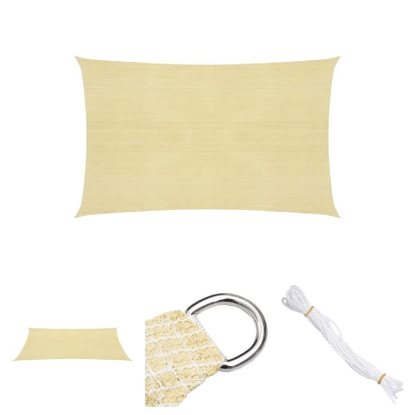 The Living Store Solsegel 160 g/m² beige 2x5 m HDPE - Parasoll & solskydd