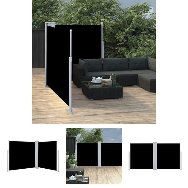 The Living Store Sisäänvedettävä sivumarkiisi 100x600 cm musta -  Päivän- & aurinkovarjot