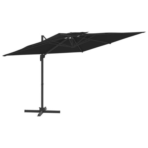 The Living Store Frihängande parasoll med ventilation svart 300x300 cm -  Parasoll & solskydd