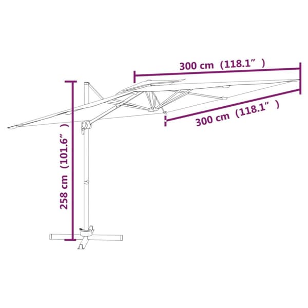 The Living Store Frihängande parasoll med ventilation svart 300x300 cm - Parasoll & solskydd