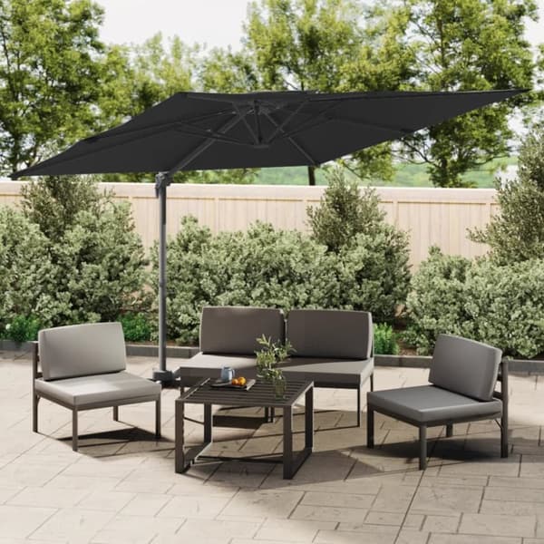 The Living Store Frihängande parasoll med ventilation svart 300x300 cm - Parasoll & solskydd