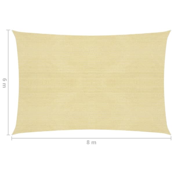 The Living Store solsejl 160 g/m² 6x8 m HDPE beige - Parasoller og solskærme