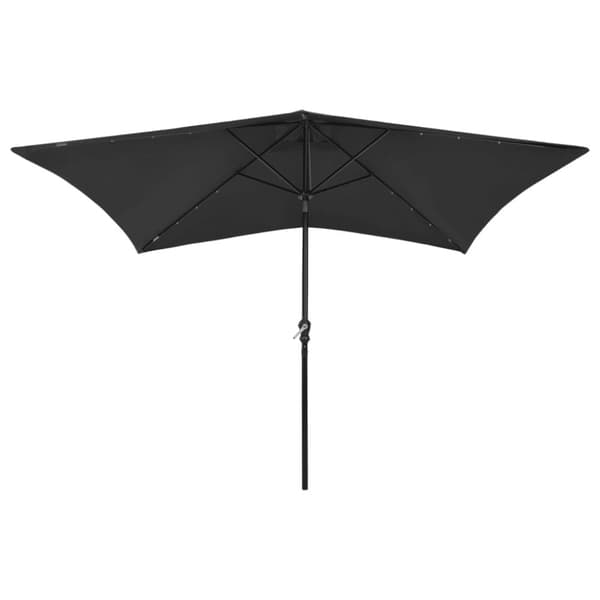 The Living Store parasol med stålstang og LED-lys 2x3 m sort - Parasoller og solskærme