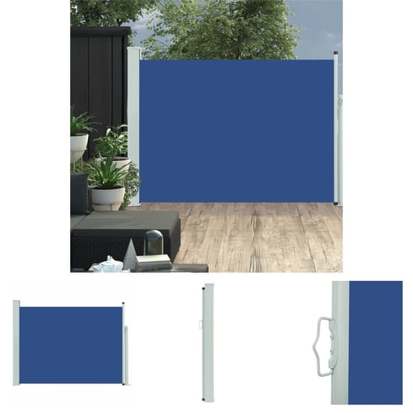 The Living Store sammenrullelig sidemarkise til terrassen 100 x 500 cm blå -  Parasoller og solskærme