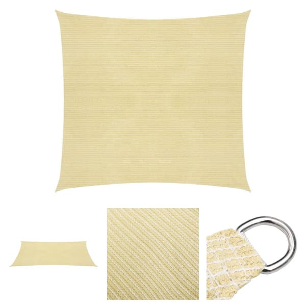 The Living Store solsejl 160 g/m² 6x6 m HDPE beige - Parasoller og solskærme