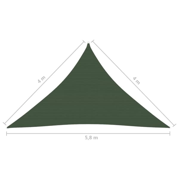 The Living Store solsejl 4x4x5,8 m 160 g/m² HDPE mørkegrøn - Parasoller og solskærme