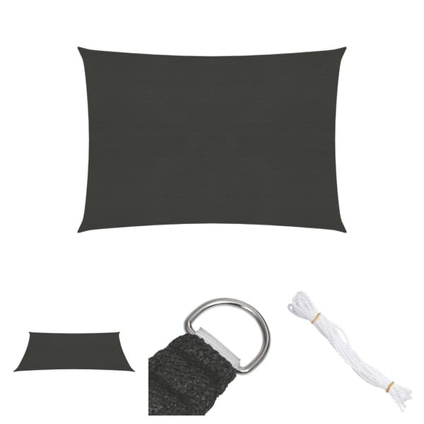 The Living Store solsejl 2,5x3 m 160 g/m² HDPE antracitgrå - Parasoller og solskærme