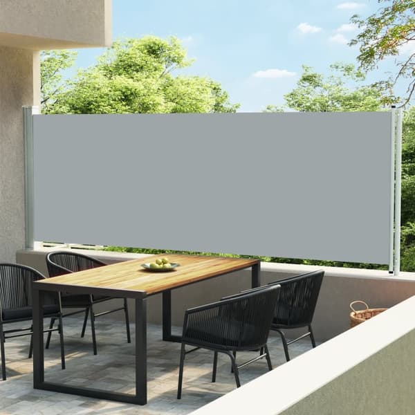 The Living Store Sisäänvedettävä terassin sivumarkiisi 600x160 cm harmaa - Päivän- & aurinkovarjot