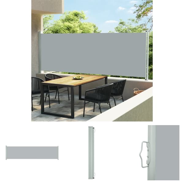 The Living Store Sisäänvedettävä terassin sivumarkiisi 600x160 cm harmaa - Päivän- & aurinkovarjot