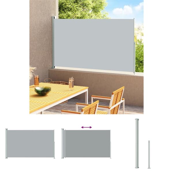 The Living Store Sisäänvedettävä terassin sivumarkiisi 180x300 cm harmaa -  Päivän- & aurinkovarjot