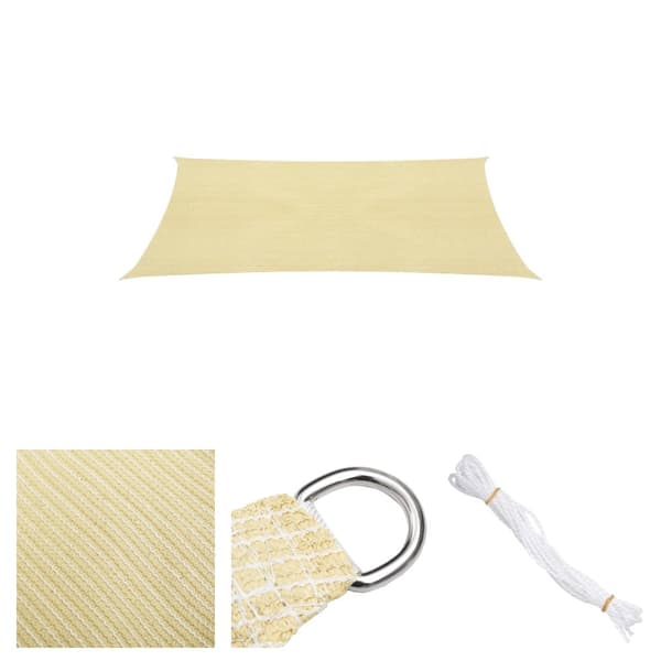 The Living Store Solsejl HDPE firkantet 3,6x3,6 m beige - Parasoller og solskærme