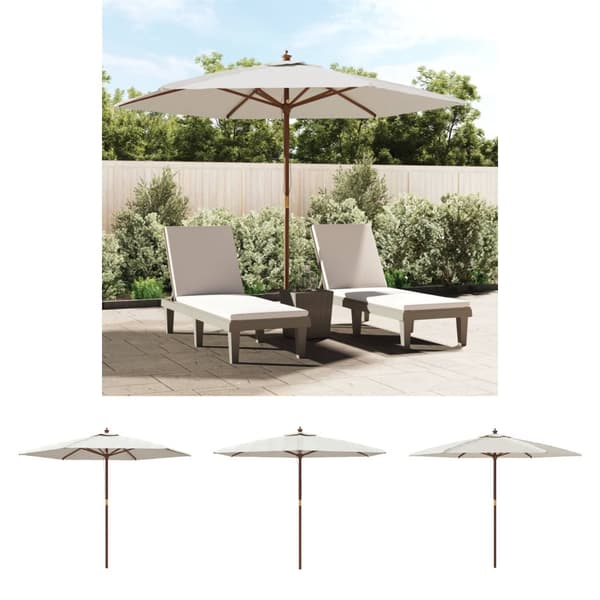 The Living Store Parasoll med trästång 299x240 cm sandfärgad - Parasoll & solskydd