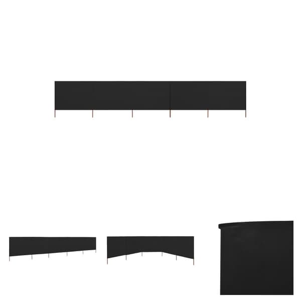 The Living Store Vindskydd 5 paneler tyg 600x160 cm svart -  Parasoll & solskydd