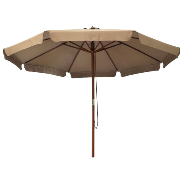 The Living Store udendørs parasol med træstang 330 cm gråbrun - Parasoller og solskærme
