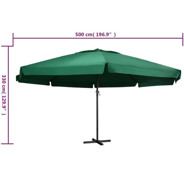 The Living Store Trädgårdsparasoll med aluminiumstång 600 cm grön - Parasoll & solskydd