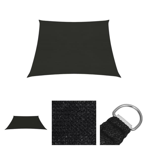The Living Store solsejl 3/4x2 m 160 g/m² HDPE sort -  Parasoller og solskærme