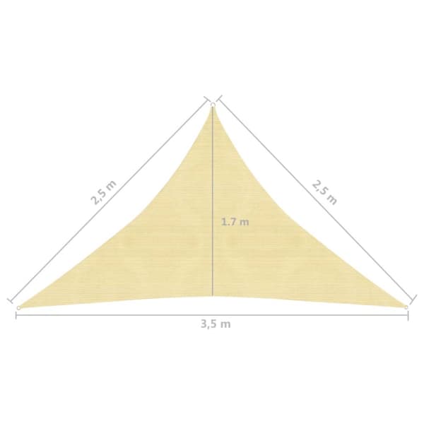 The Living Store Aurinkopurje 160 g/m² beige 2,5x2,5x3,5 m HDPE -  Päivän- & aurinkovarjot