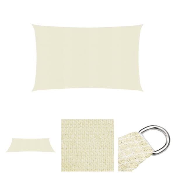 The Living Store Solsegel 160 g/m² gräddvit 6x8 m HDPE - Parasoll & solskydd