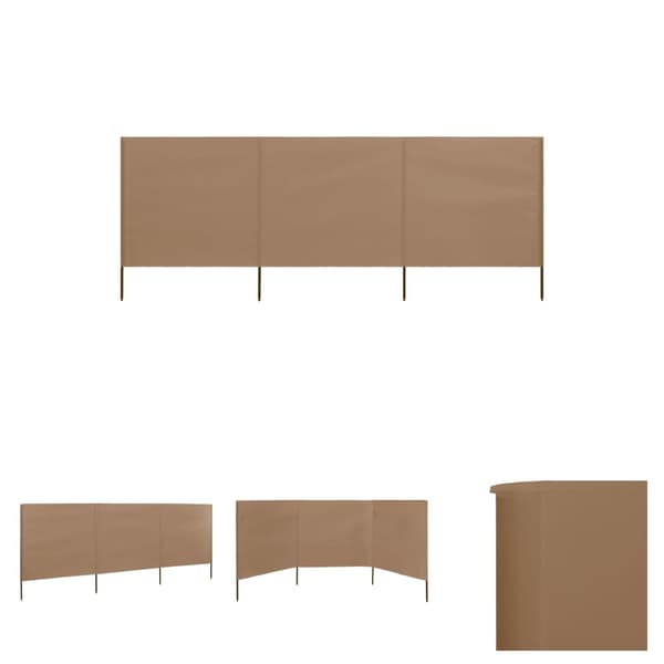 The Living Store 3-panels læsejl 400x160 cm stof gråbrun - Parasoller og solskærme