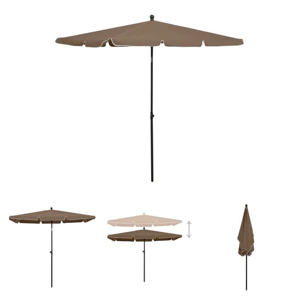 The Living Store parasol med stang 210x140 cm gråbrun - Parasoller og solskærme