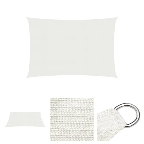 The Living Store Solsegel 160 g/m² vit 4x7 m HDPE -  Parasoll & solskydd