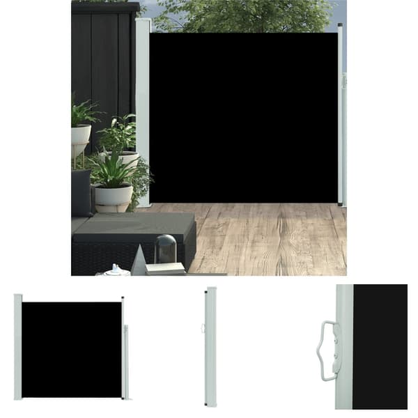 The Living Store Infällbar sidomarkis 170x300 cm svart - Parasoll & solskydd