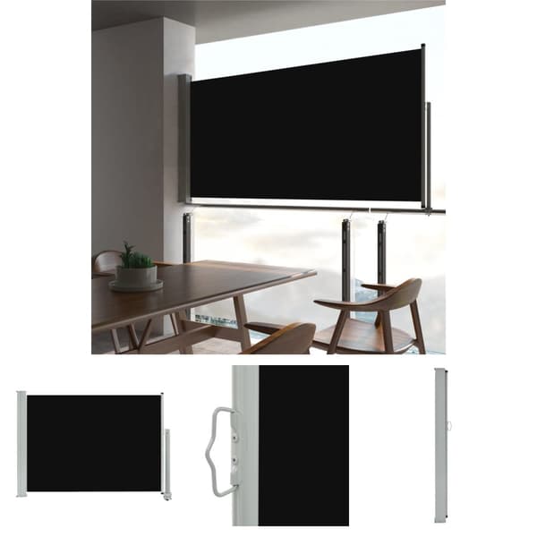 The Living Store Infällbar sidomarkis 80x300 cm svart - Parasoll & solskydd