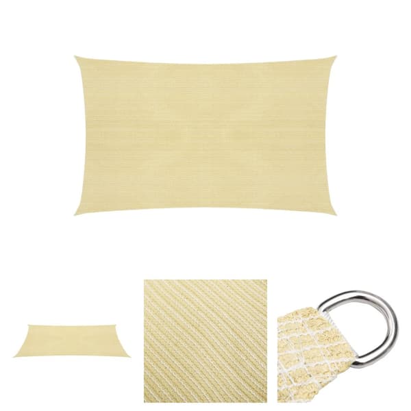 The Living Store Solsegel 160 g/m² beige 3x5 m HDPE -  Parasoll & solskydd
