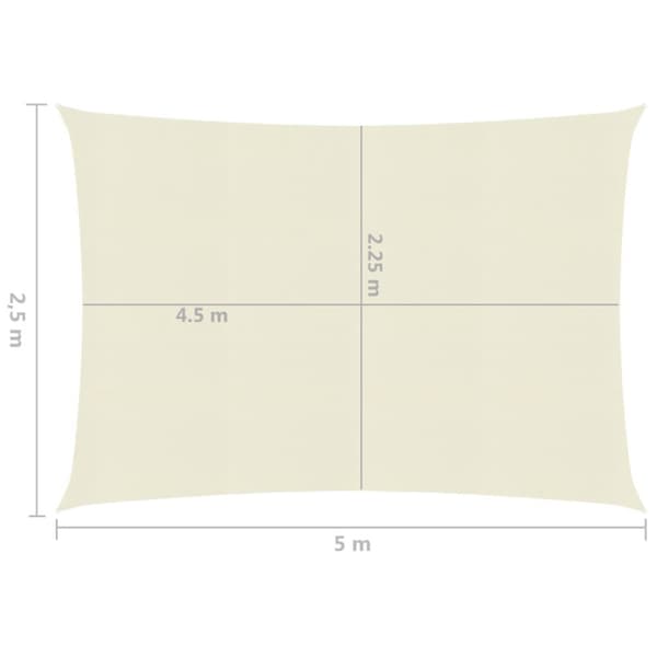 The Living Store Aurinkopurje 160 g/m² kerma 2,5x5 m HDPE - Päivän- & aurinkovarjot