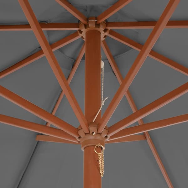 The Living Store udendørs parasol med træstang 300 cm antracitgrå -  Parasoller og solskærme