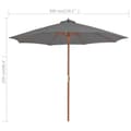 Miniatyrbillede 8 af 8: The Living Store udendørs parasol med træstang 300 cm antracitgrå -  Parasoller og solskærme