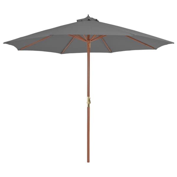 The Living Store udendørs parasol med træstang 300 cm antracitgrå -  Parasoller og solskærme