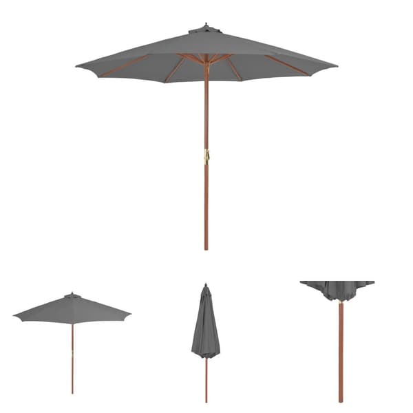 The Living Store Trädgårdsparasoll med trästång 300 cm antracit -  Parasoll & solskydd
