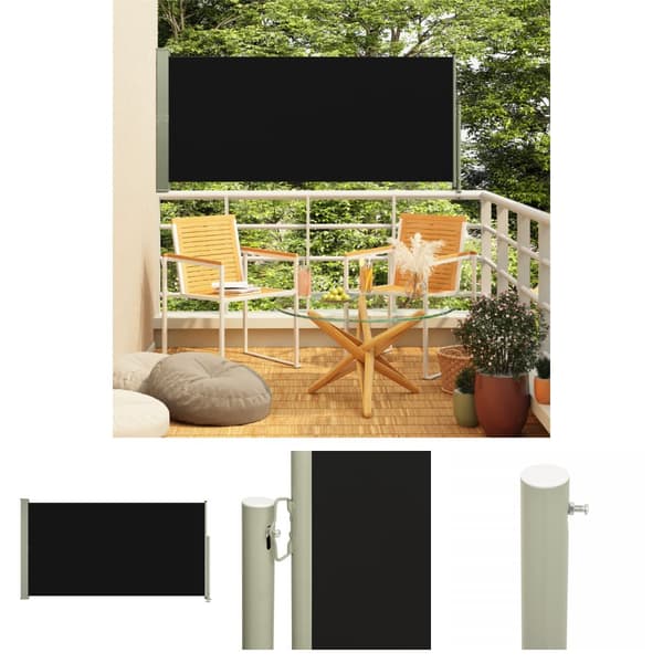 The Living Store Sisäänvedettävä terassin sivumarkiisi 160x300 cm musta -  Päivän- & aurinkovarjot