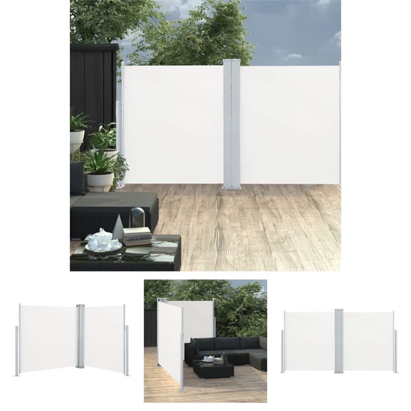 The Living Store Infällbar sidomarkis gräddvit 140x600 cm -  Parasoll & solskydd