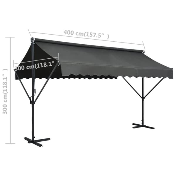 The Living Store fritstående markise 400 x 300 cm antracitgrå - Parasoller og solskærme