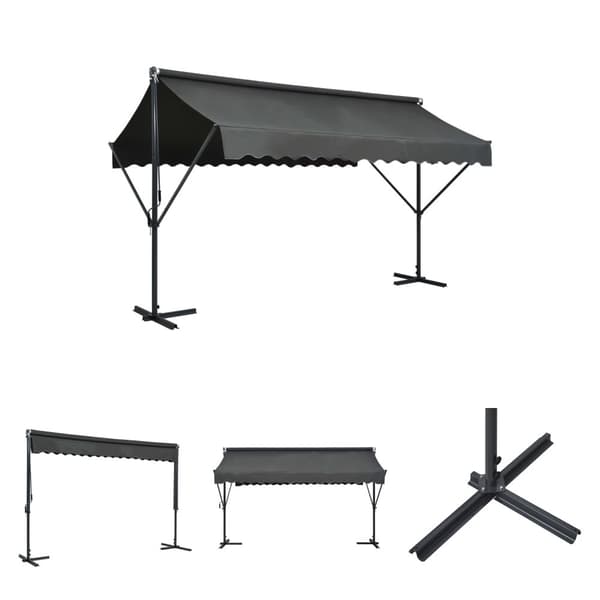 The Living Store fritstående markise 400 x 300 cm antracitgrå - Parasoller og solskærme