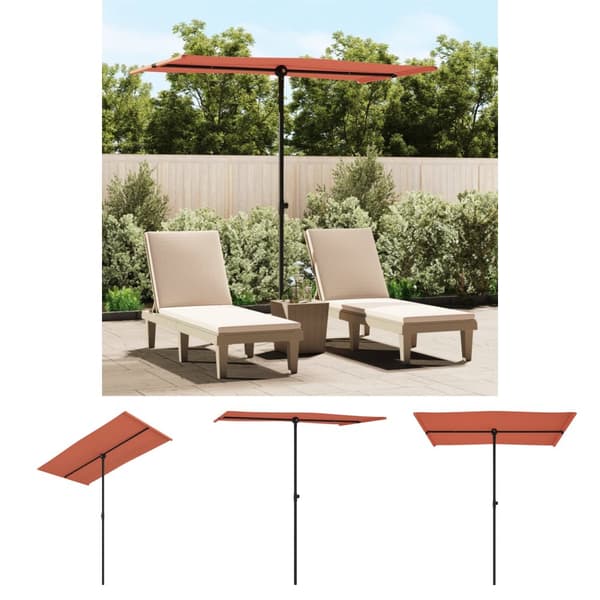 The Living Store parasol med aluminiumstang 180x110 cm terracotta - Parasoller og solskærme