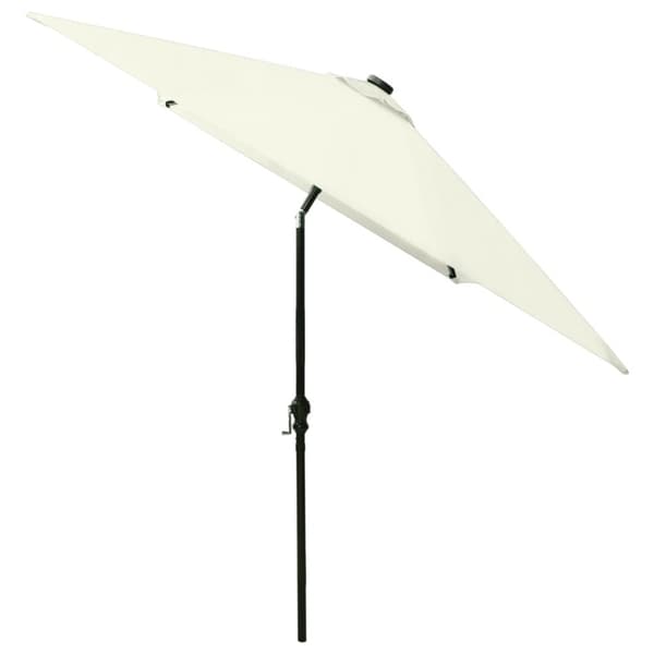 The Living Store Aurinkovarjo LED-valot ja terästanko hiekka 2x3 m - Päivän- & aurinkovarjot