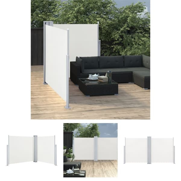 The Living Store Infällbar sidomarkis gräddvit 100x600 cm - Parasoll & solskydd