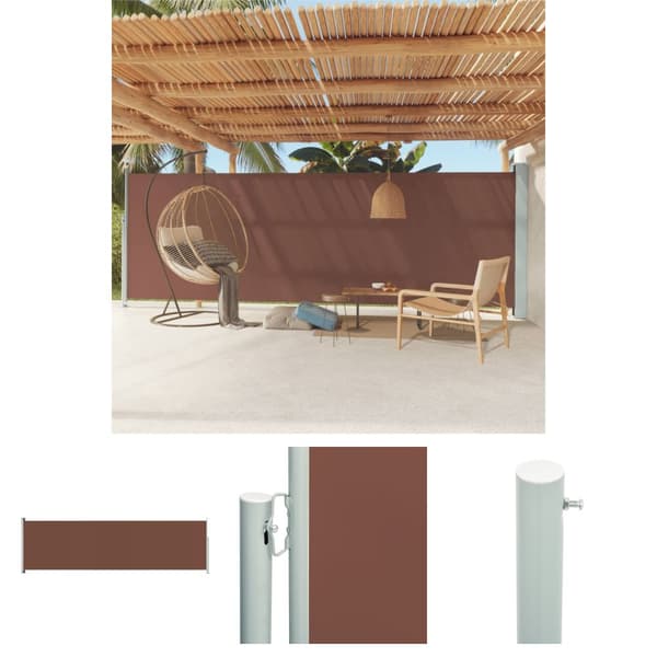 The Living Store sammenrullelig sidemarkise til terrassen 180x600 cm brun -  Parasoller og solskærme