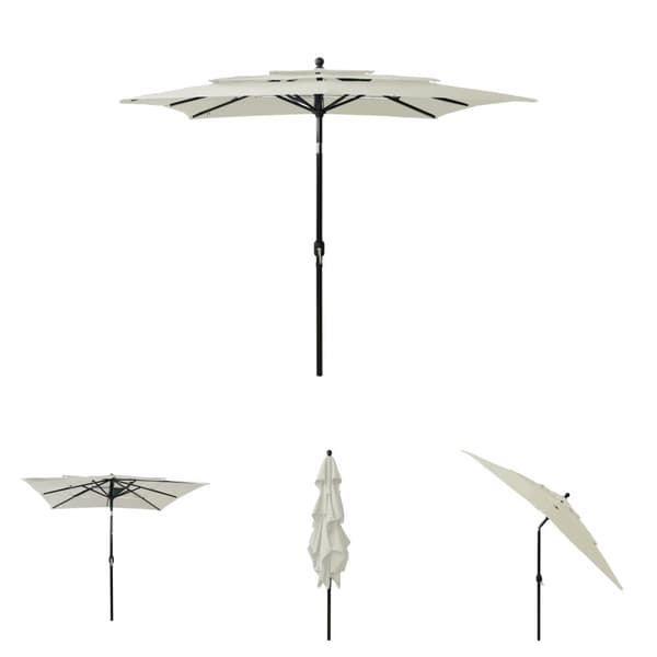 The Living Store parasol med aluminiumsstang i 3 niveauer 2,5x2,5 m sandfarvet -  Parasoller og solskærme