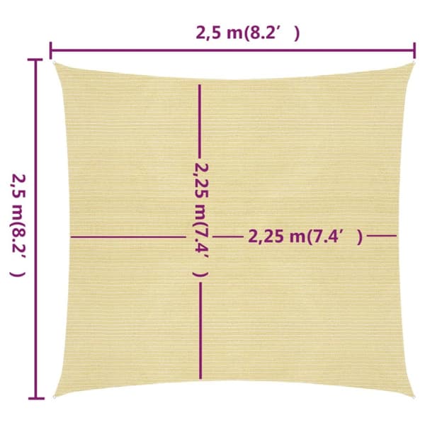 The Living Store Aurinkopurje 160 g/m² beige 2,5x2,5 m HDPE - Päivän- & aurinkovarjot