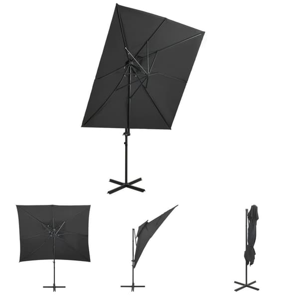 The Living Store Frihängande parasoll med ventilation antracit 250x250 cm -  Parasoll & solskydd