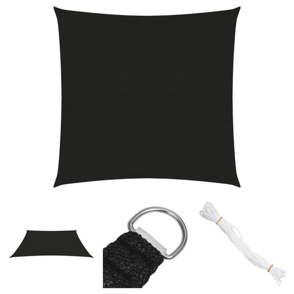 The Living Store solsejl 3x3 m 160 g/m² HDPE sort -  Parasoller og solskærme