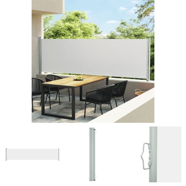 The Living Store Sisäänvedettävä terassin sivumarkiisi 140x600 cm kerma -  Päivän- & aurinkovarjot