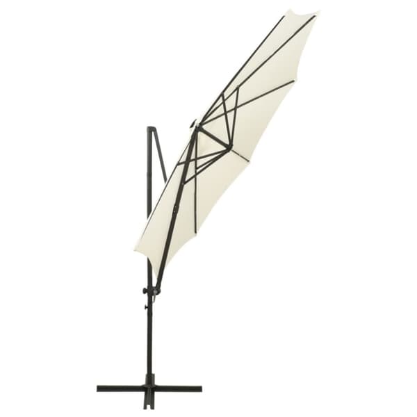 The Living Store Riippuva aurinkovarjo tangolla ja LED-valoilla hiekka 300 cm - Päivän- & aurinkovarjot