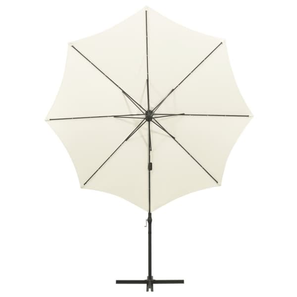 The Living Store Riippuva aurinkovarjo tangolla ja LED-valoilla hiekka 300 cm - Päivän- & aurinkovarjot