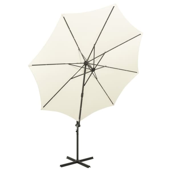 The Living Store Riippuva aurinkovarjo tangolla ja LED-valoilla hiekka 300 cm - Päivän- & aurinkovarjot